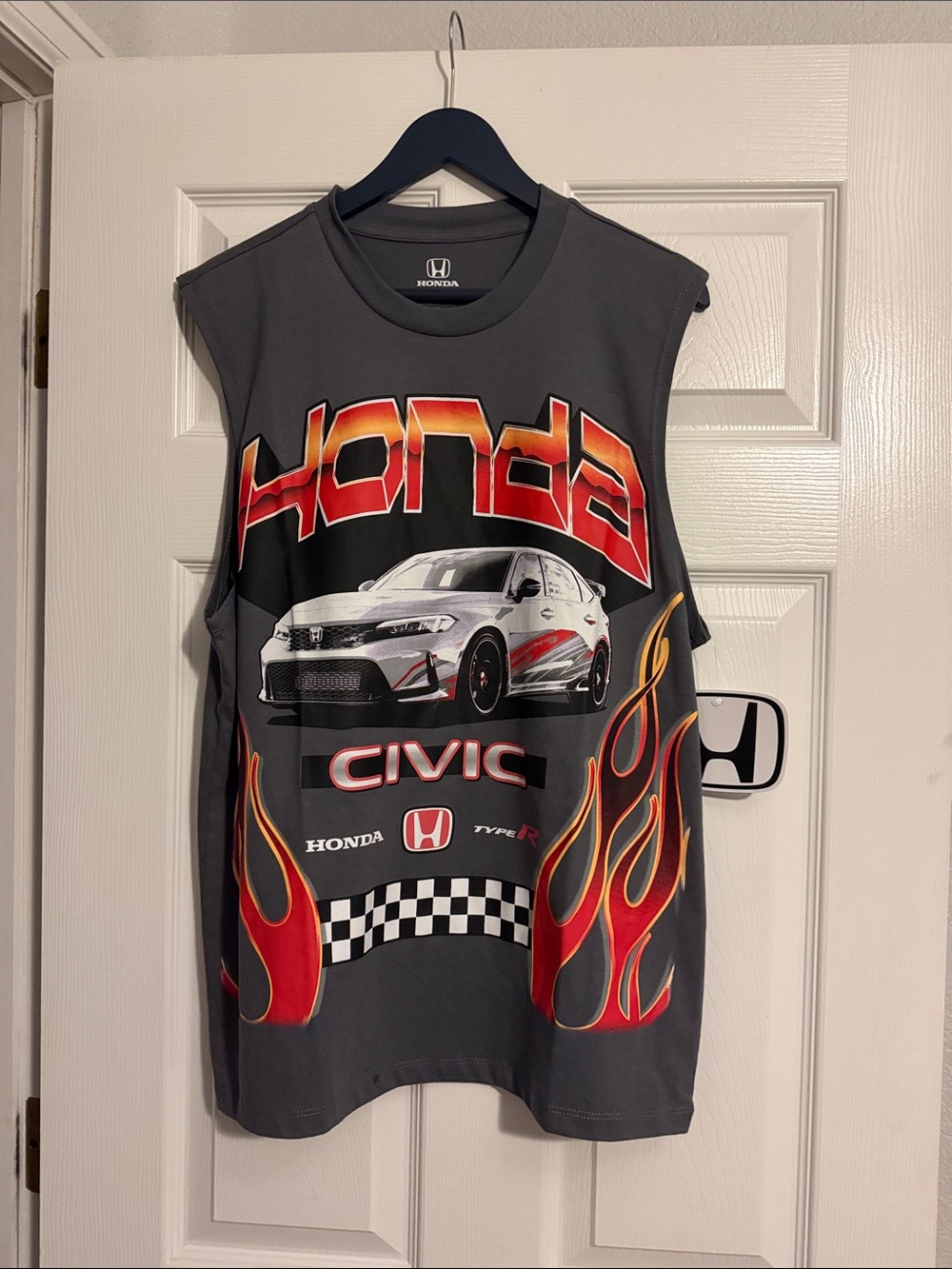 Honda Men's Gray Civic Graphic Muscle Tank